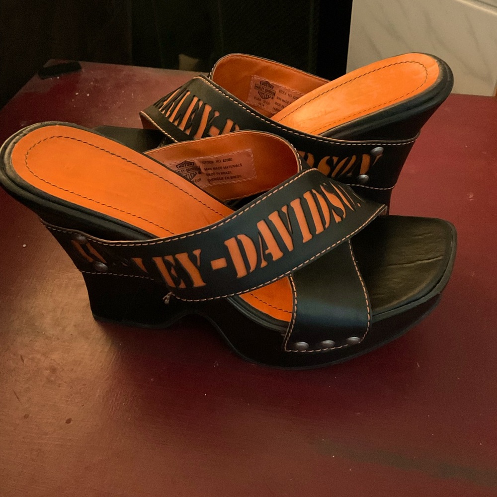 Womens Harley-Davidson brand, high heel clogs